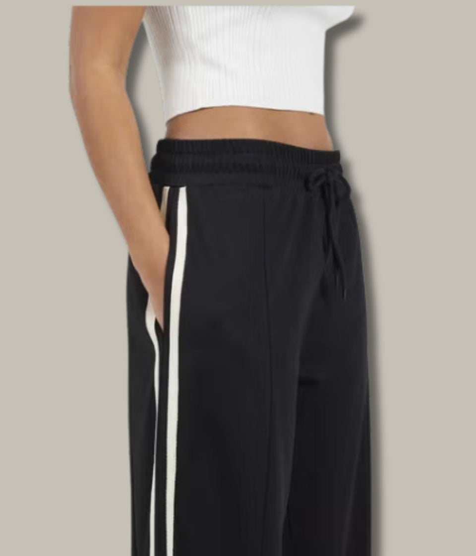 Brave Soul Black Side Stripe Wide Leg Joggers
