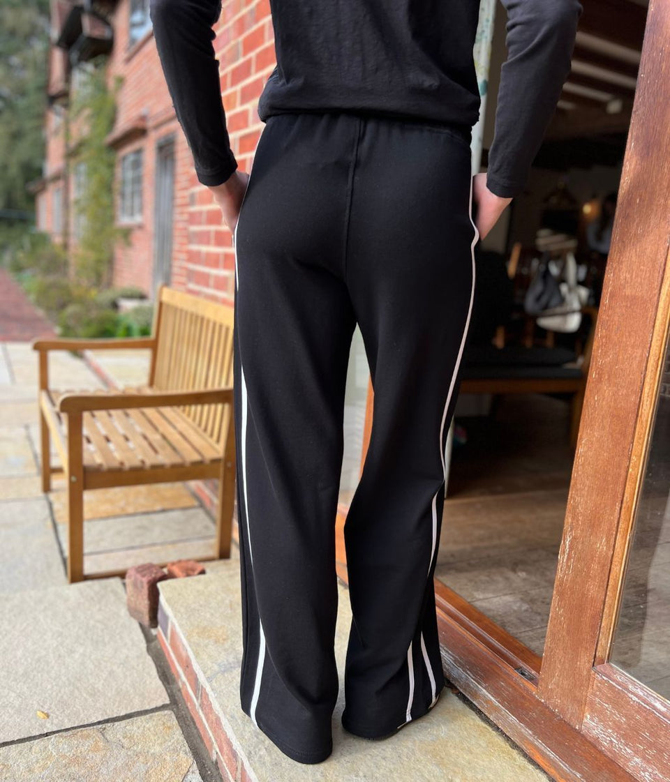 Brave Soul Black Side Stripe Wide Leg Joggers