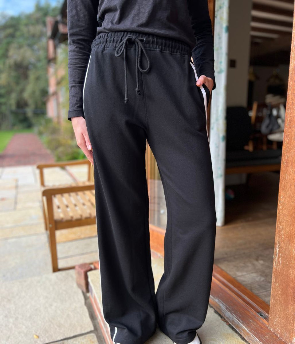 Brave Soul Black Side Stripe Wide Leg Joggers