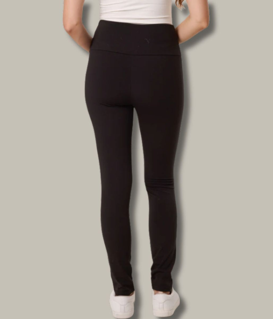 Black Fleece Lined Wide Waistband Leggings