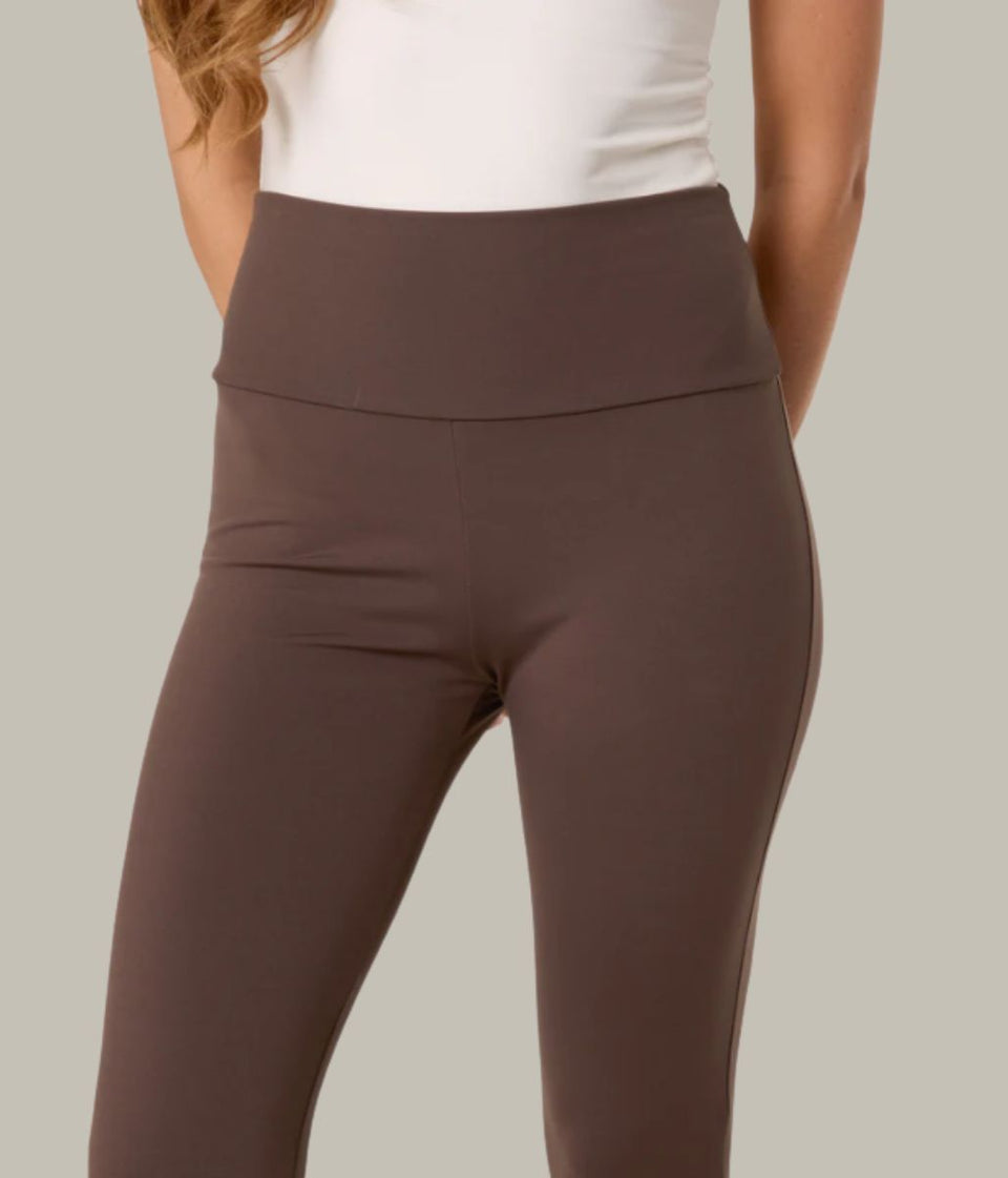 Chocolate Fleece Lined Wide Waistband Leggings