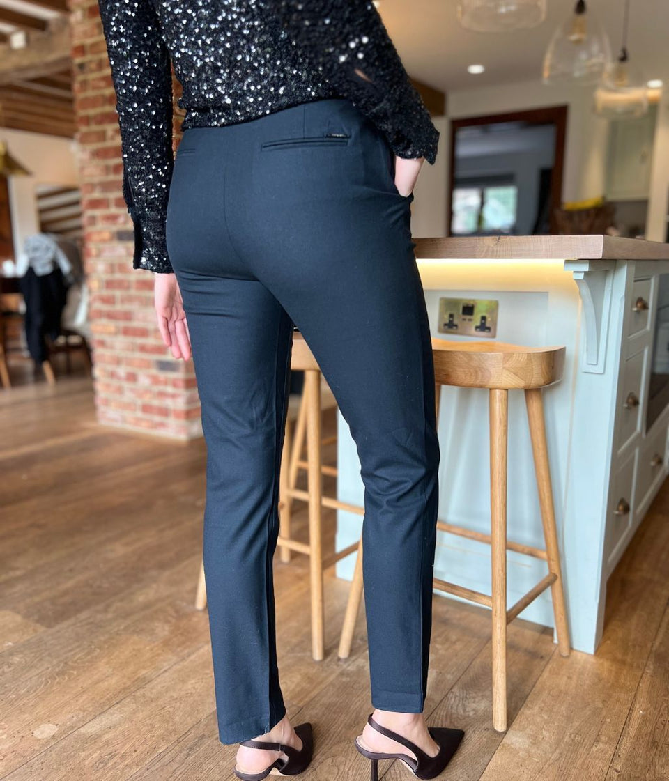 Navy Wool & Silk Blend Trousers