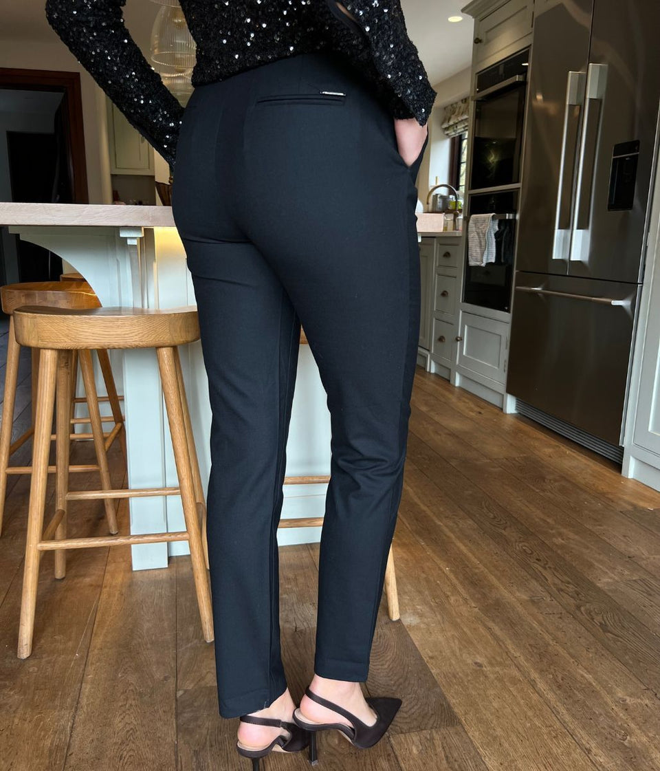 Black Wool & Silk Blend Trousers