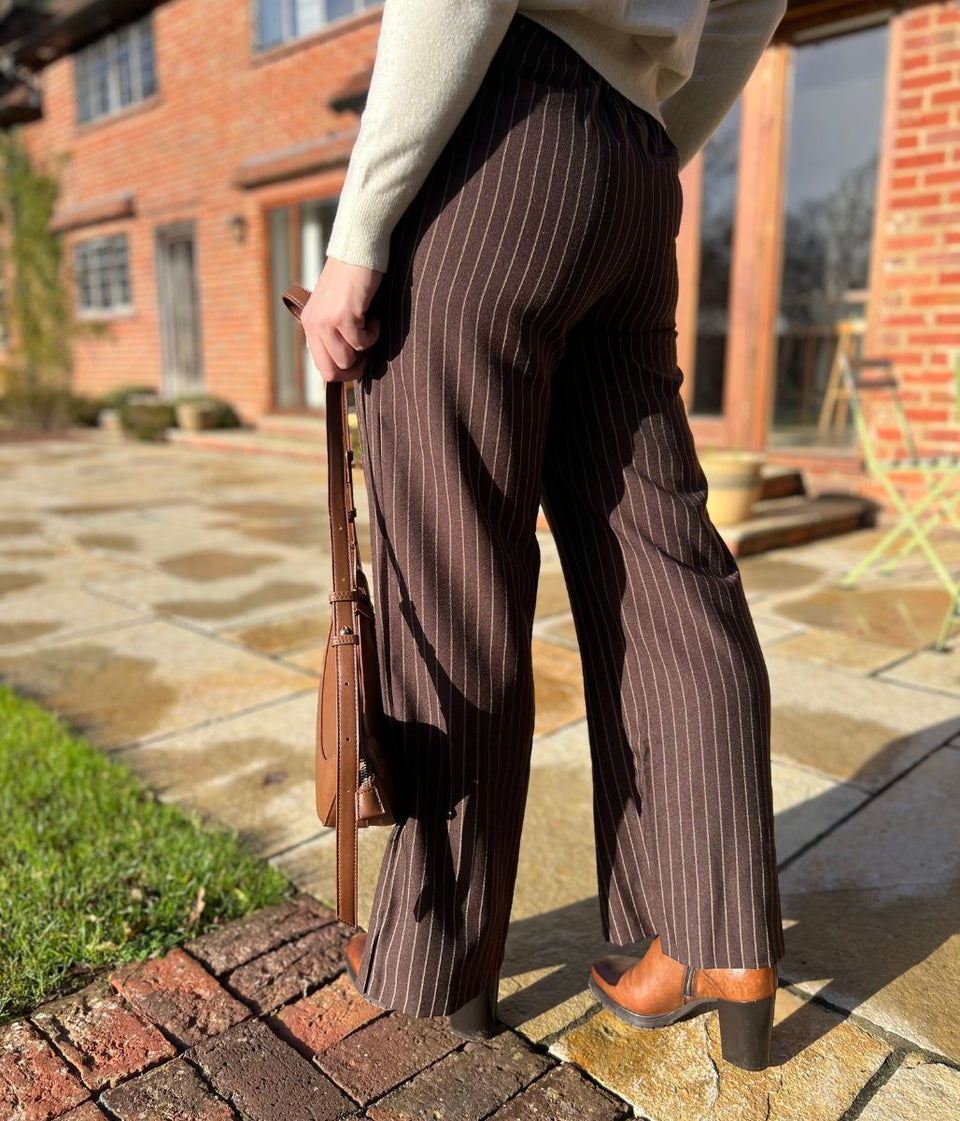 Brown Pinstripe Trousers