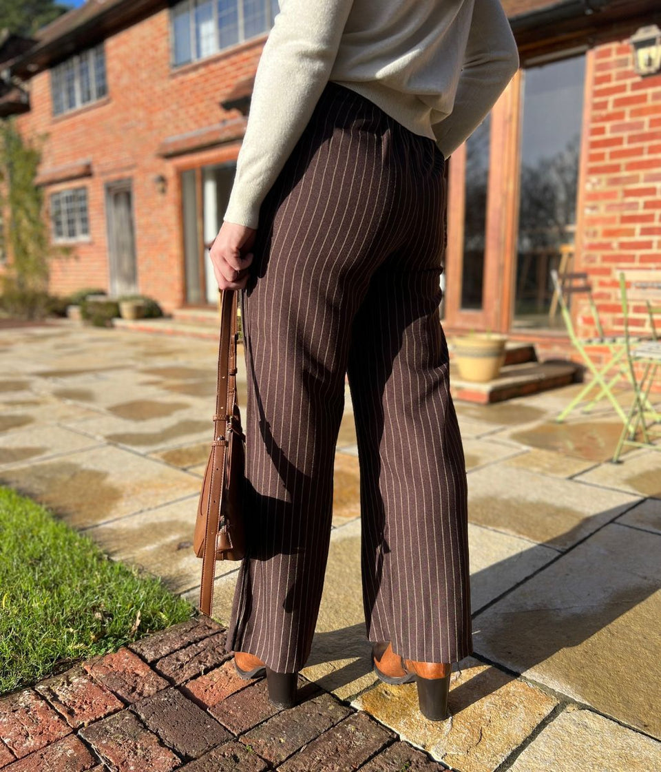 Brown Pinstripe Trousers