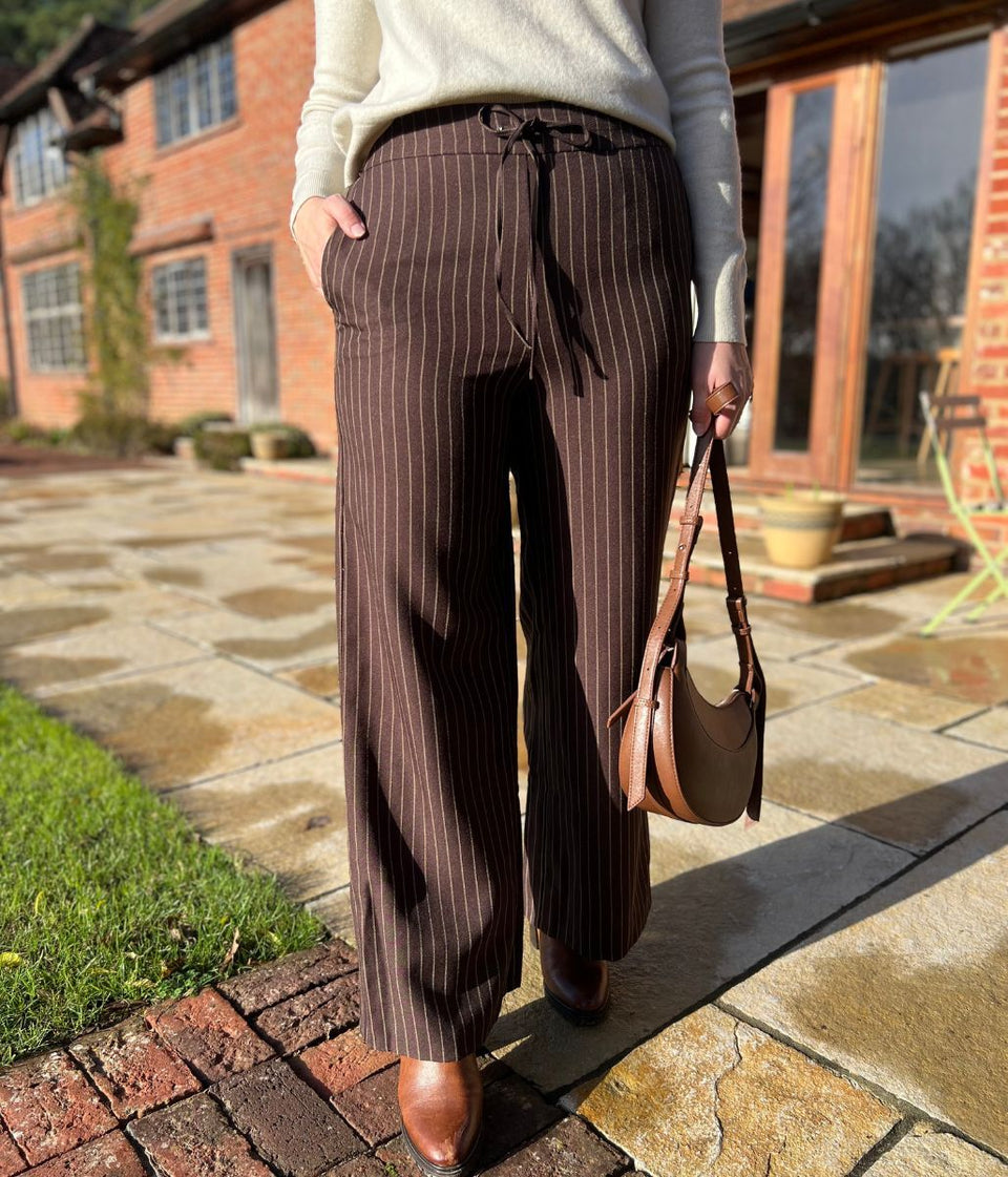 Brown Pinstripe Trousers