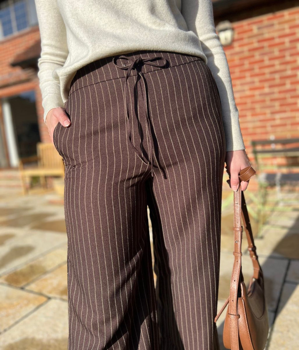 Brown Pinstripe Trousers