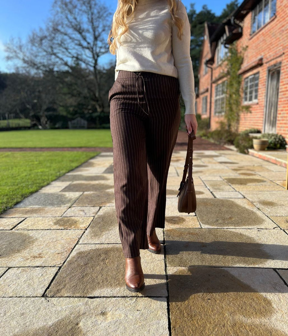 Brown Pinstripe Trousers