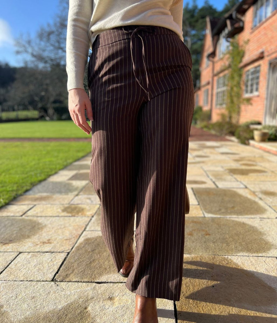 Brown Pinstripe Trousers