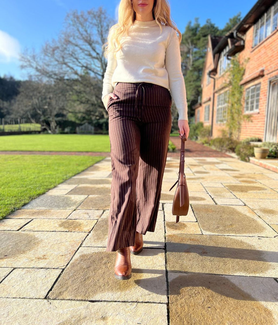 Brown Pinstripe Trousers