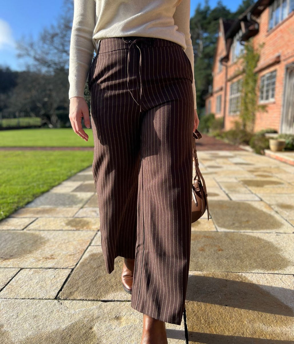 Brown Pinstripe Trousers