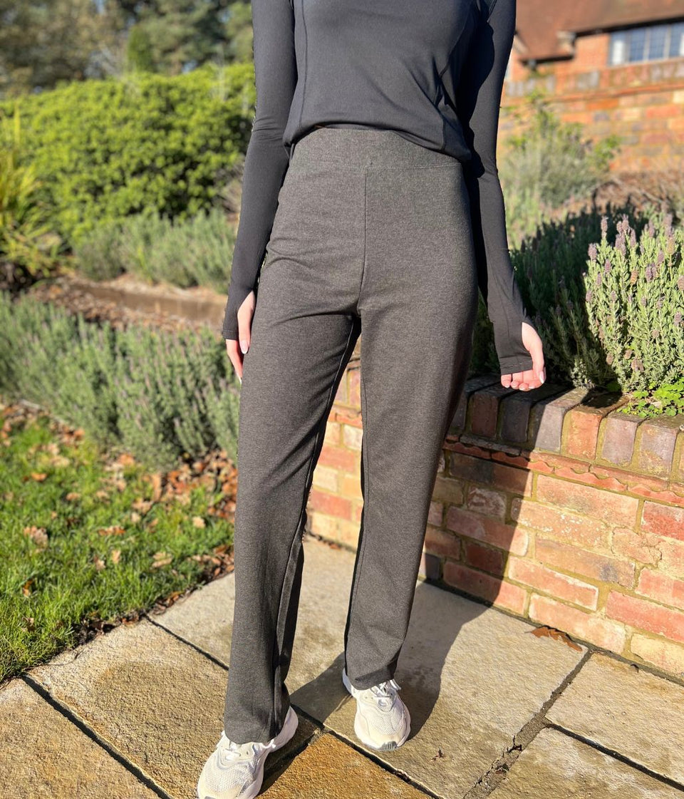 Charcoal Jersey Straight Leg Trousers
