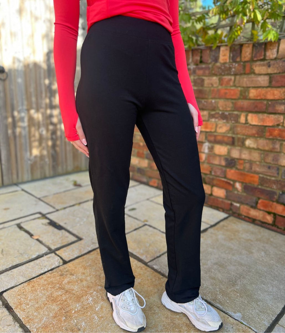 Black Jersey Straight Leg Trousers