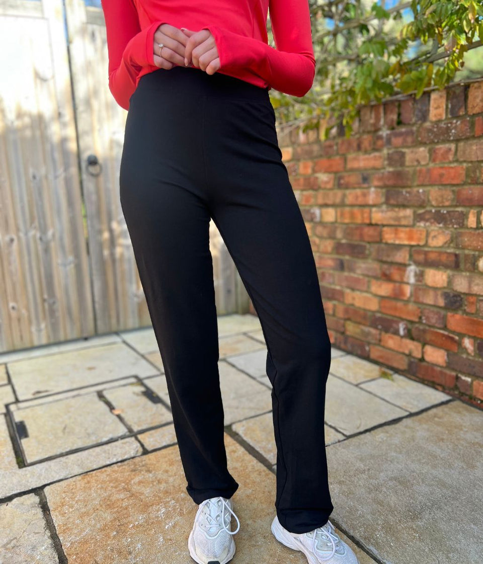 Black Jersey Straight Leg Trousers