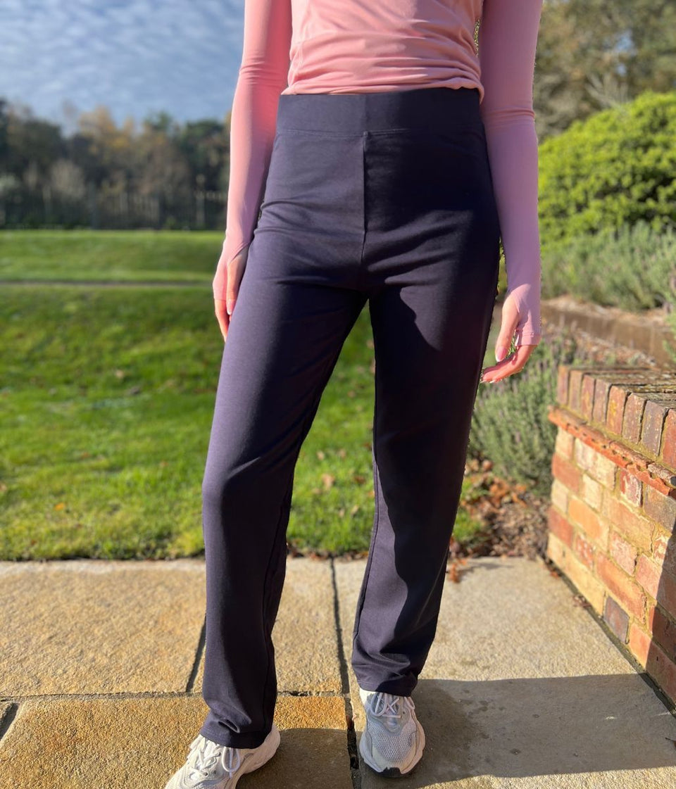 Navy Jersey Straight Leg Trousers