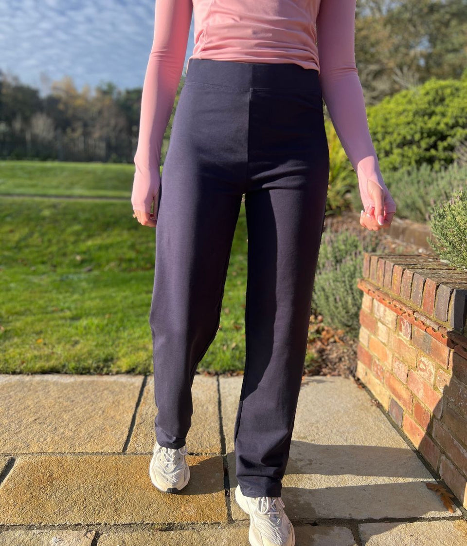 Navy Jersey Straight Leg Trousers