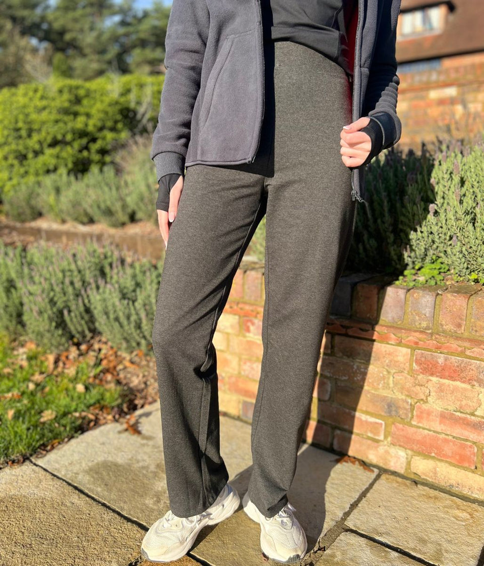 Charcoal Jersey Straight Leg Trousers