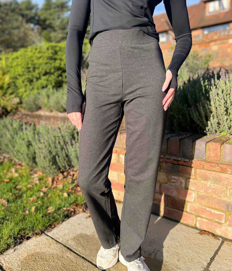 Charcoal Jersey Straight Leg Trousers