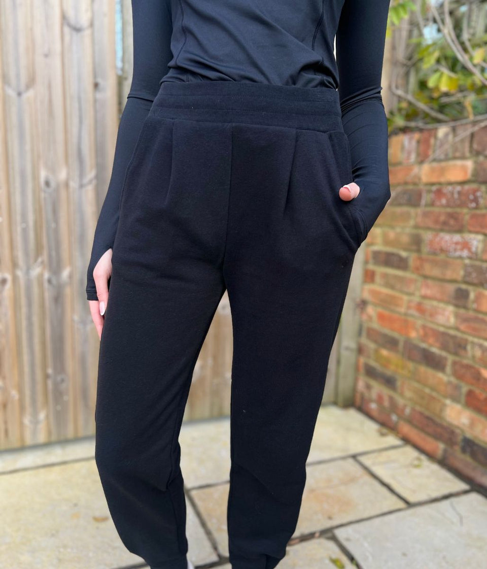 Black Good Move Front Pleat Joggers