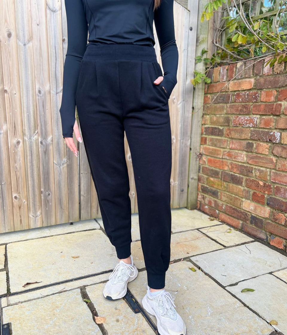 Black Good Move Front Pleat Joggers