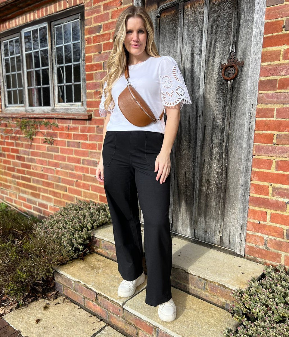 Black Casual Wide Leg Trousers