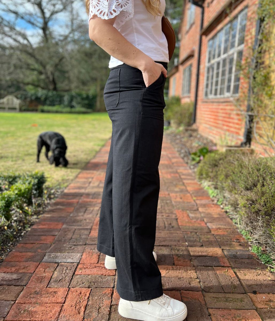 Black Casual Wide Leg Trousers