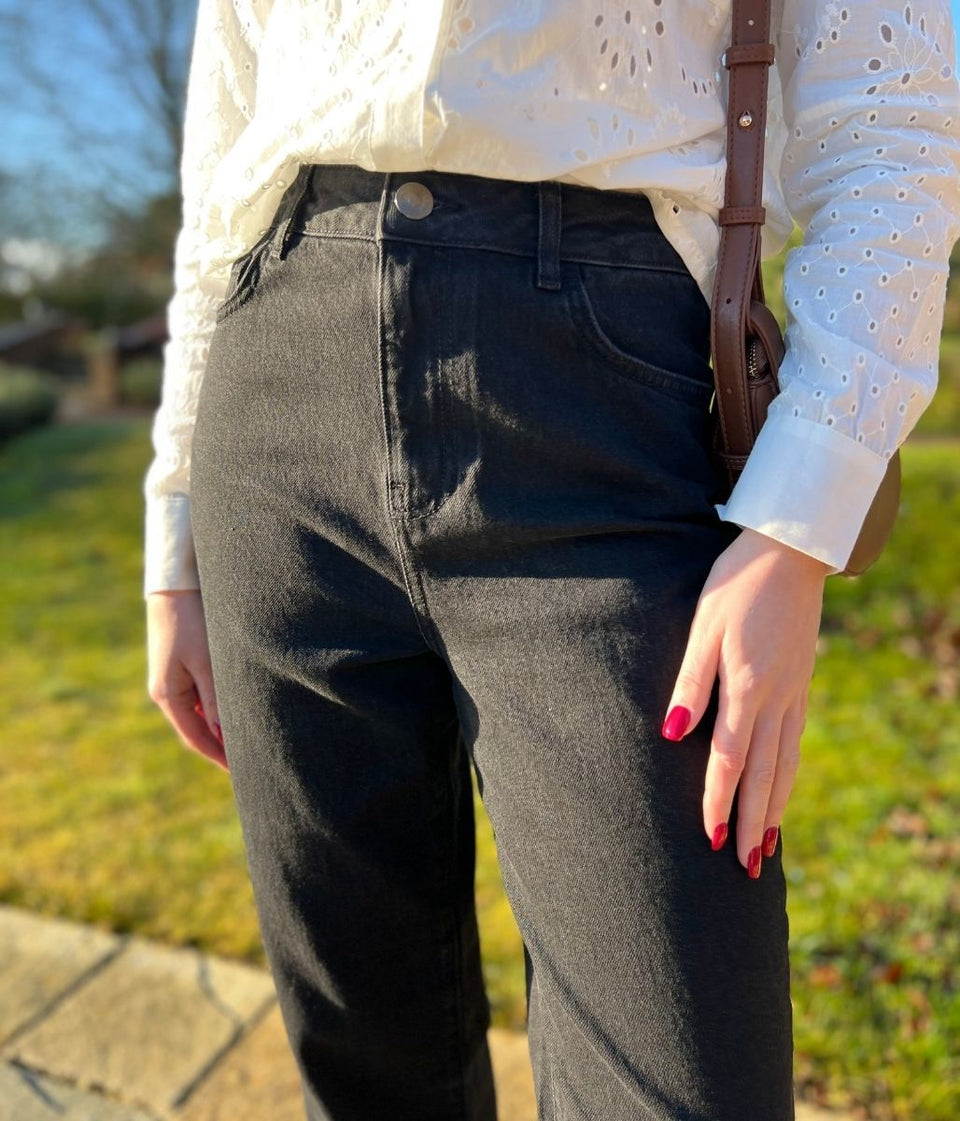 Black Skye High Waisted Straight Jeans