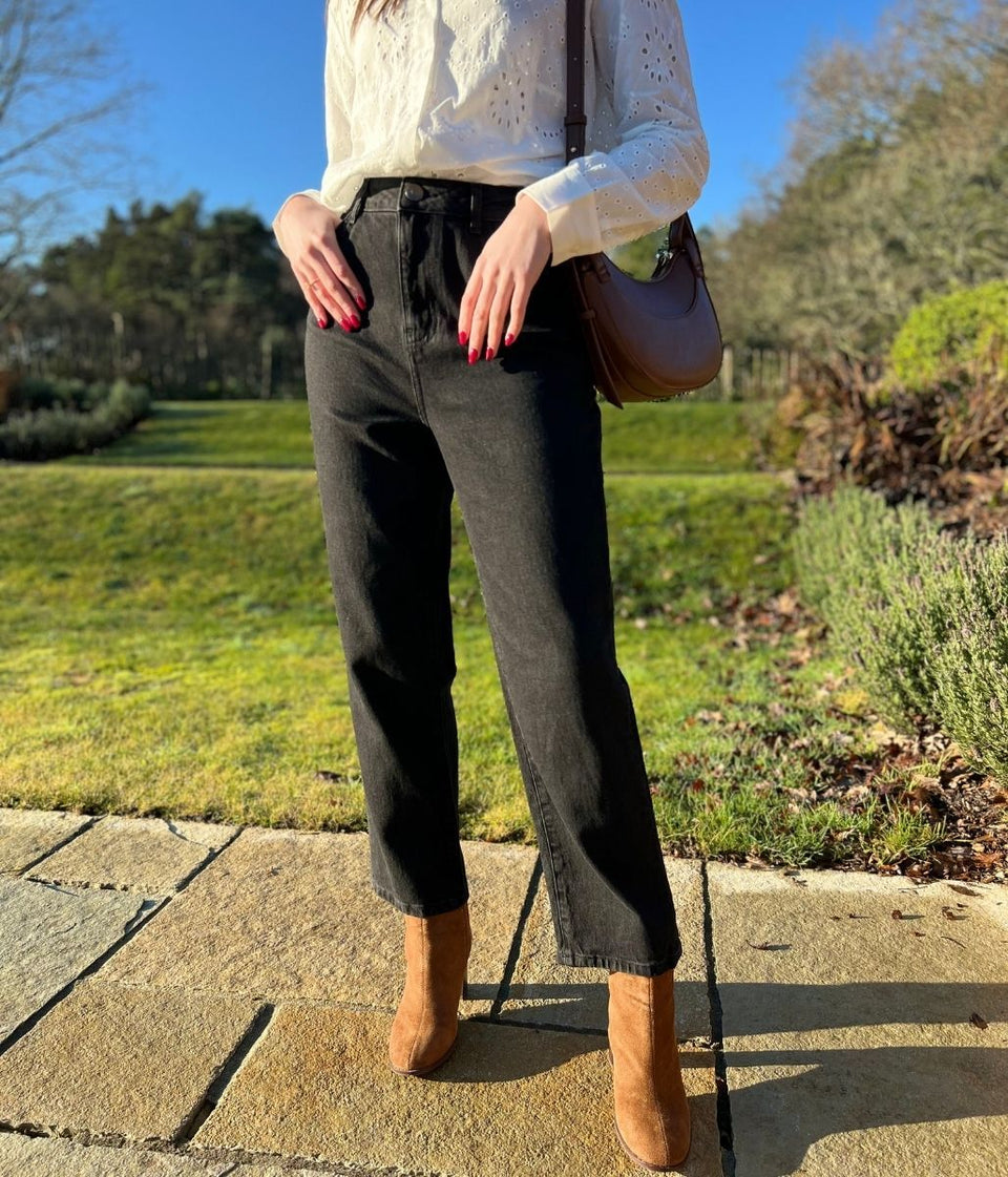 Black Skye High Waisted Straight Jeans