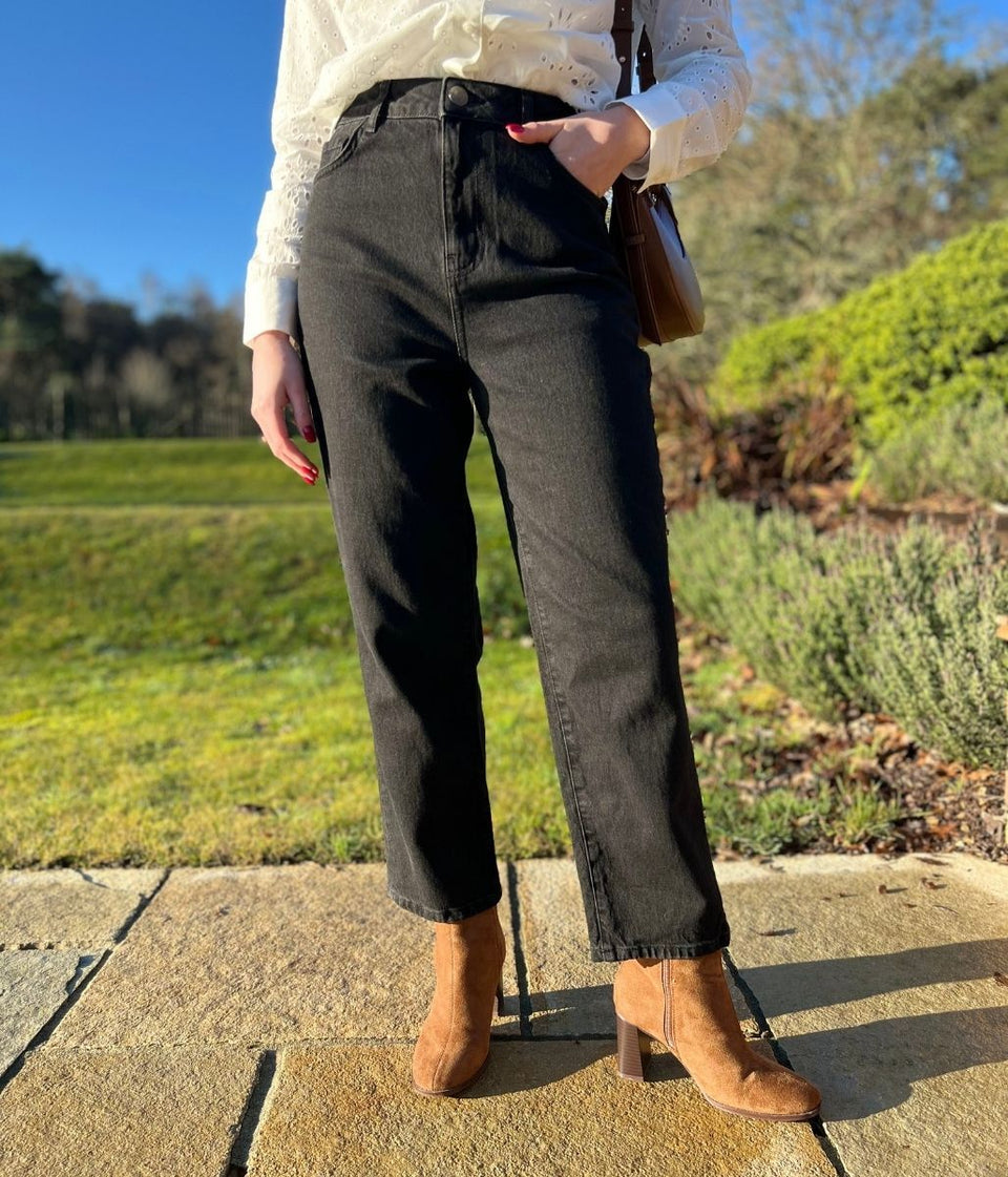 Black Skye High Waisted Straight Jeans