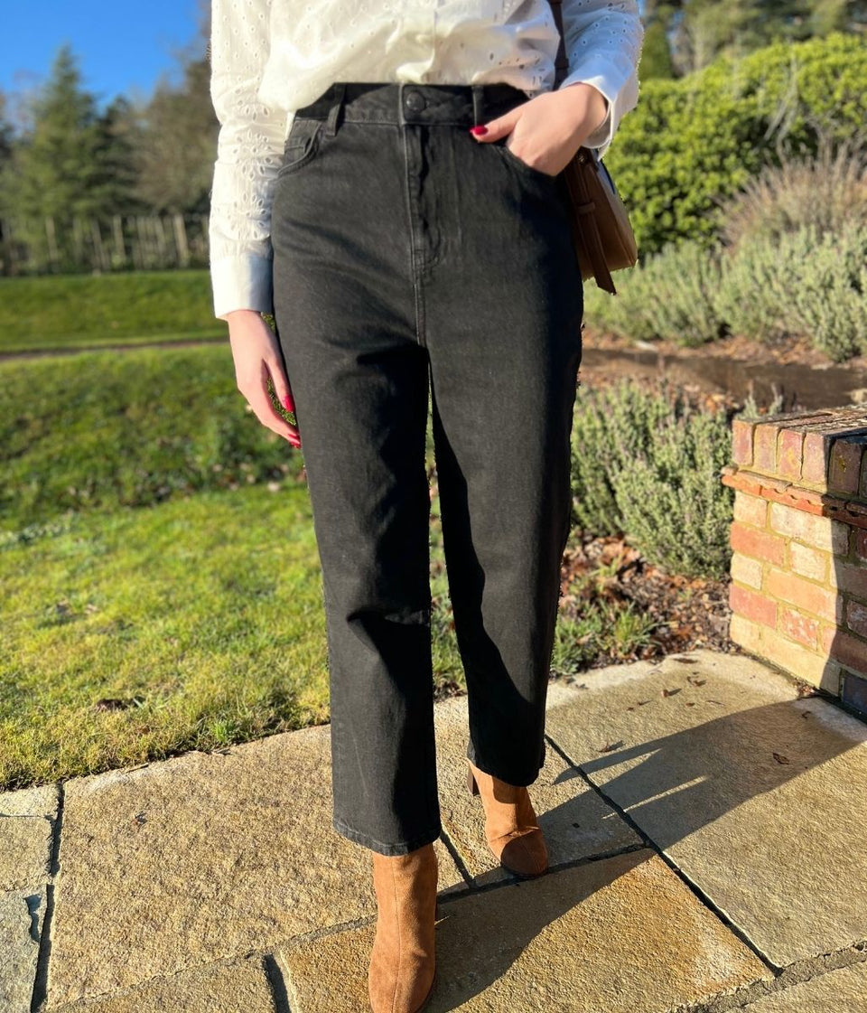 Black Skye High Waisted Straight Jeans