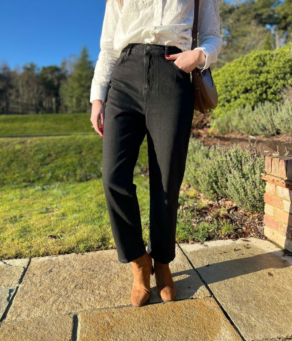 Black Skye High Waisted Straight Jeans