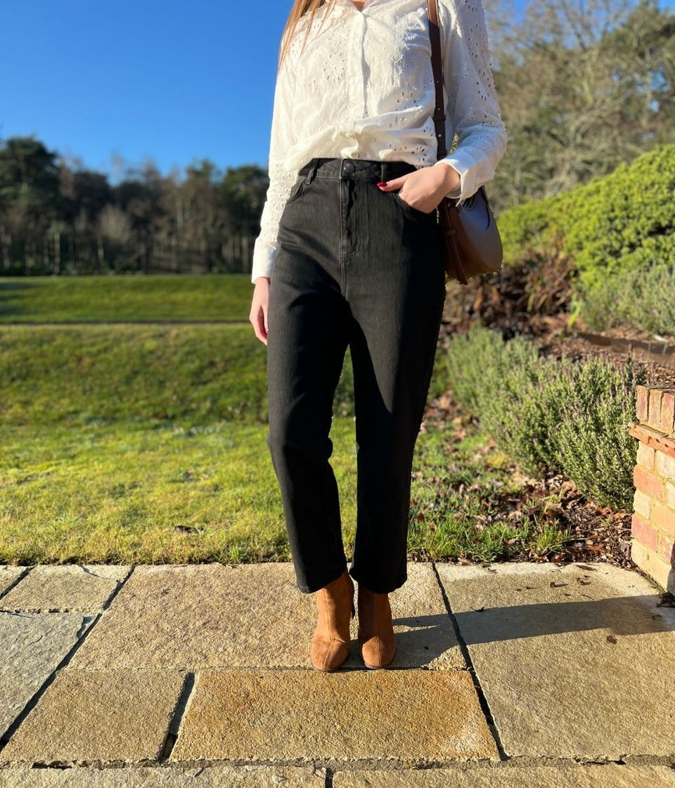 Black Skye High Waisted Straight Jeans