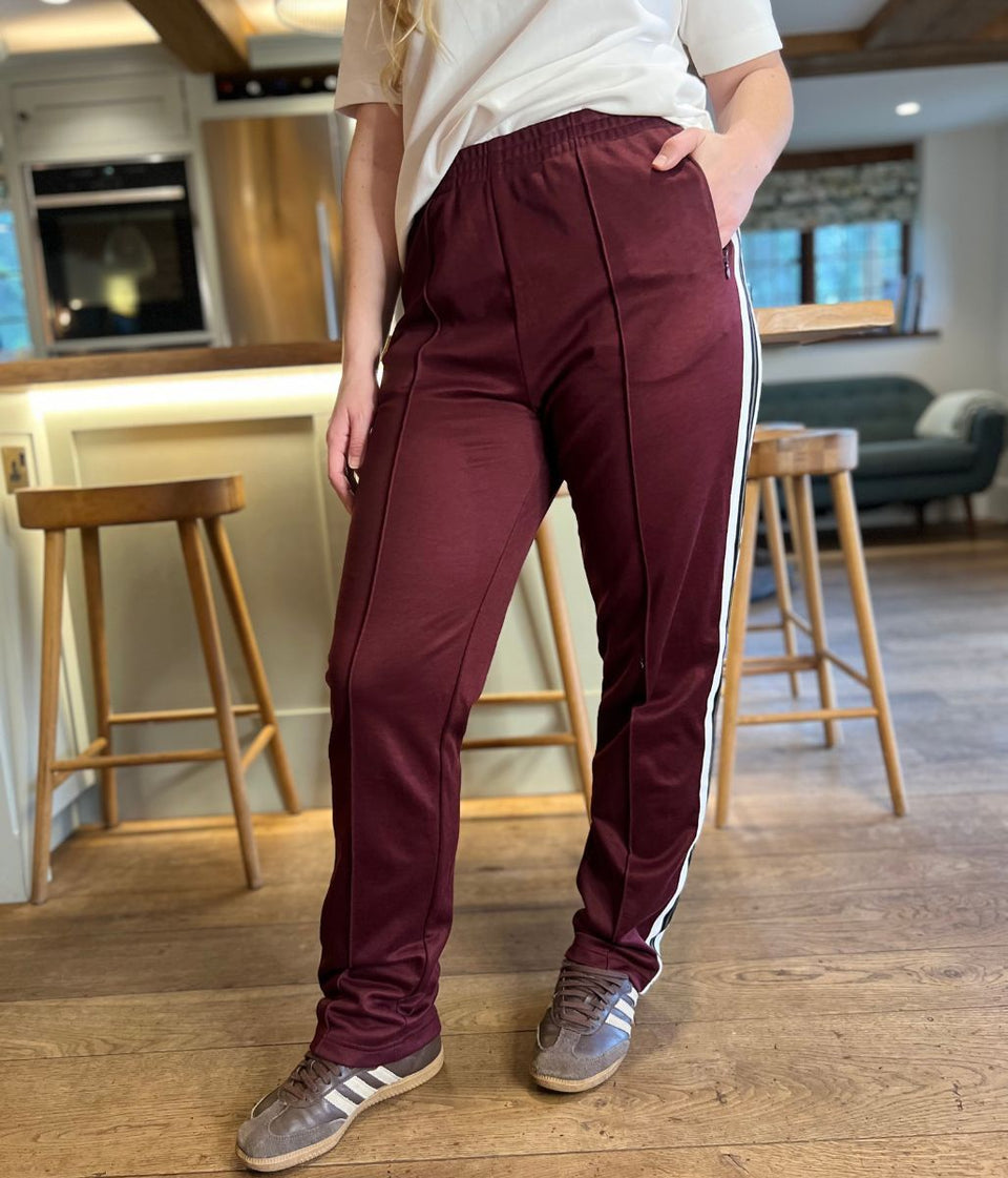 Burgundy Cotton Rich Retro Side Stripe Joggers