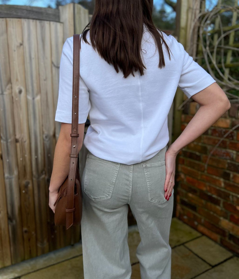 Green Wide Leg Ankle Grazer Jeans