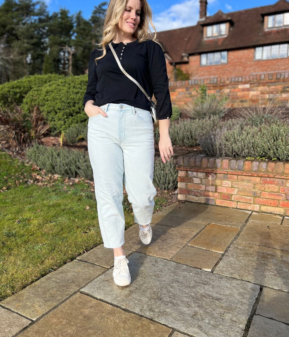 Light Blue Mid Rise Barrel Leg Jeans