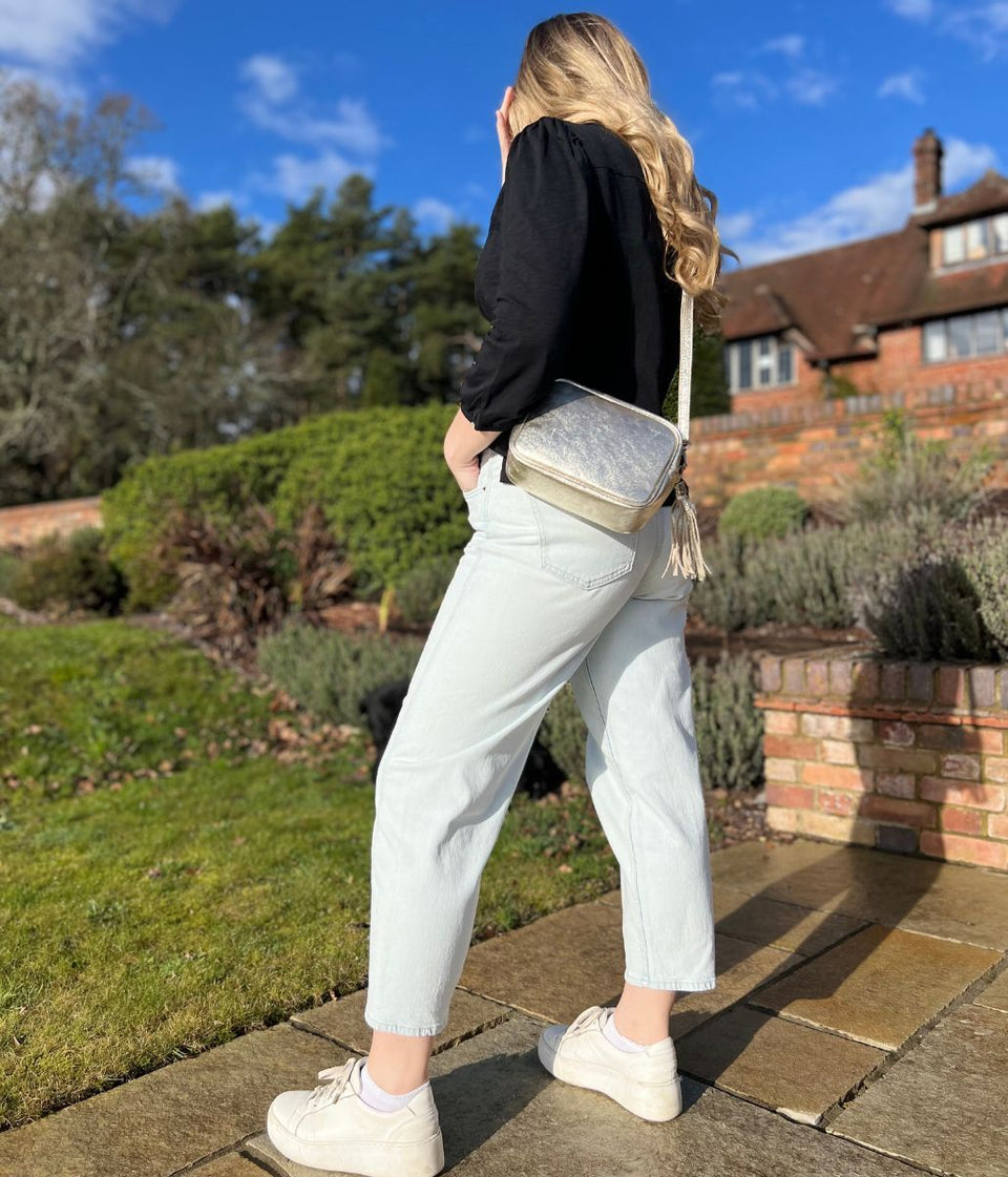 Light Blue Mid Rise Barrel Leg Jeans