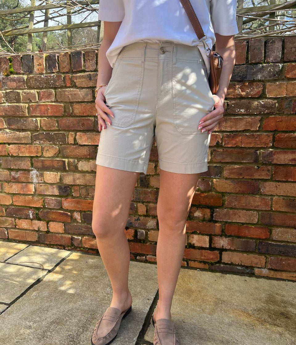 Stone Cotton Poplin Shorts