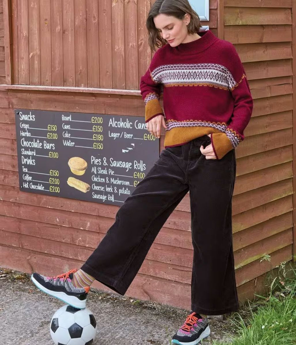 Grey Tia Cord Wide Leg Crop Trousers