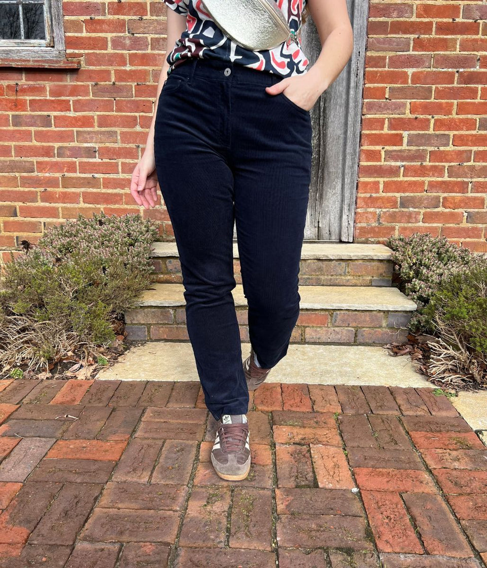 Navy Straight Leg Fine Needle Cords