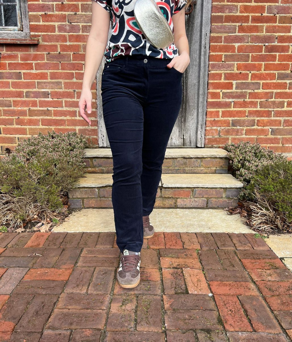 Navy Straight Leg Fine Needle Cords