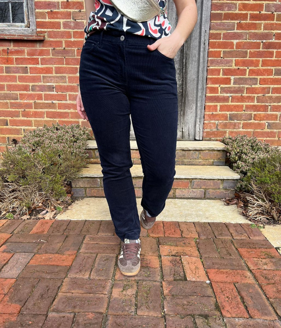 Navy Straight Leg Fine Needle Cords