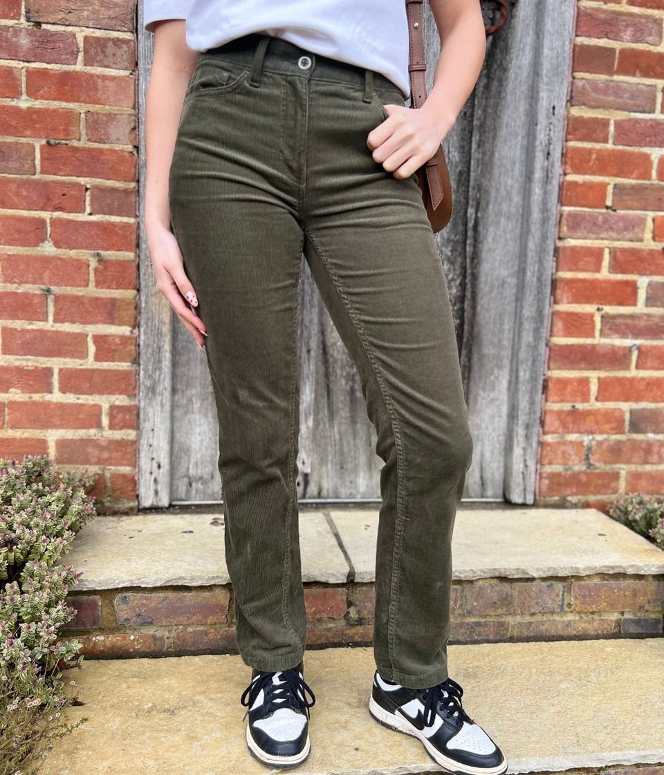 Green Straight Leg Fine Needle Cords