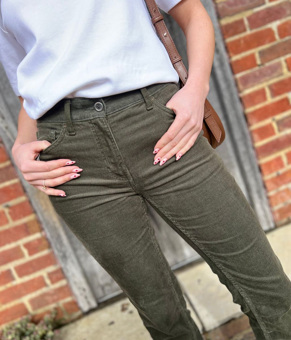 Green Straight Leg Fine Needle Cords