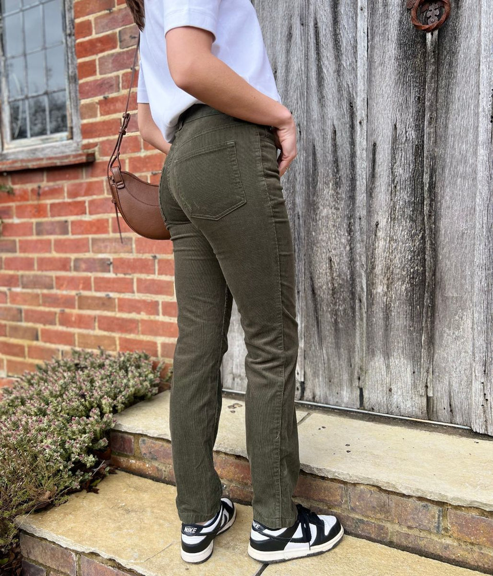 Green Straight Leg Fine Needle Cords