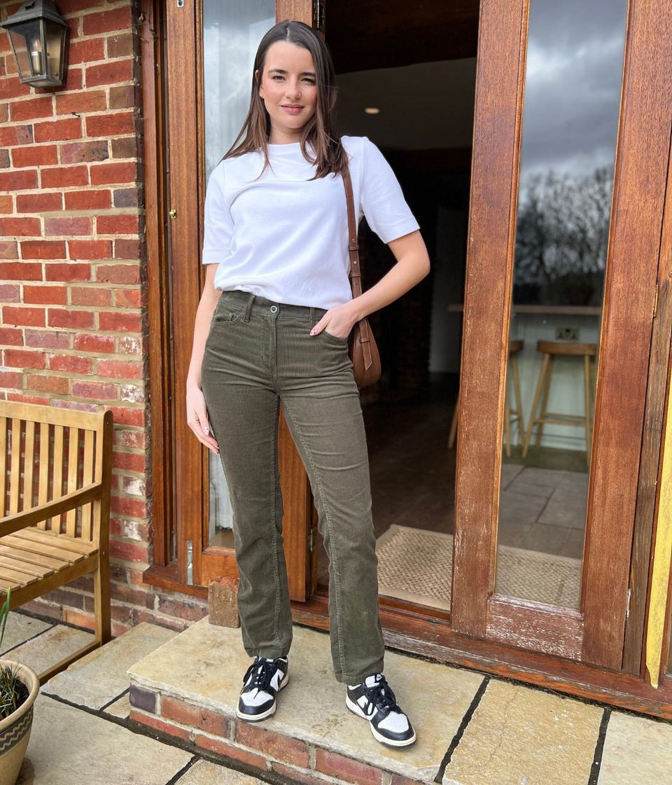 Green Straight Leg Fine Needle Cords