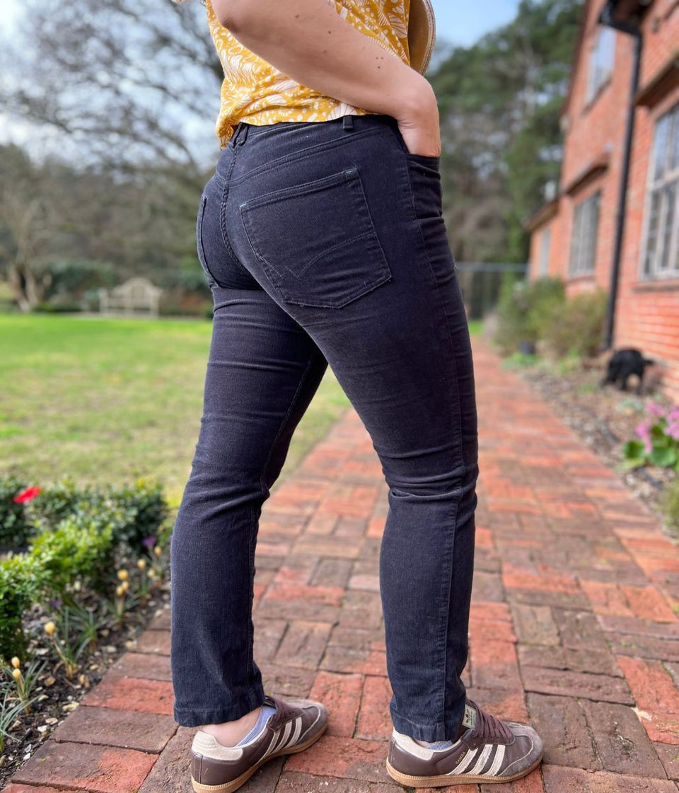 Grey Straight Leg Fine Needle Cords