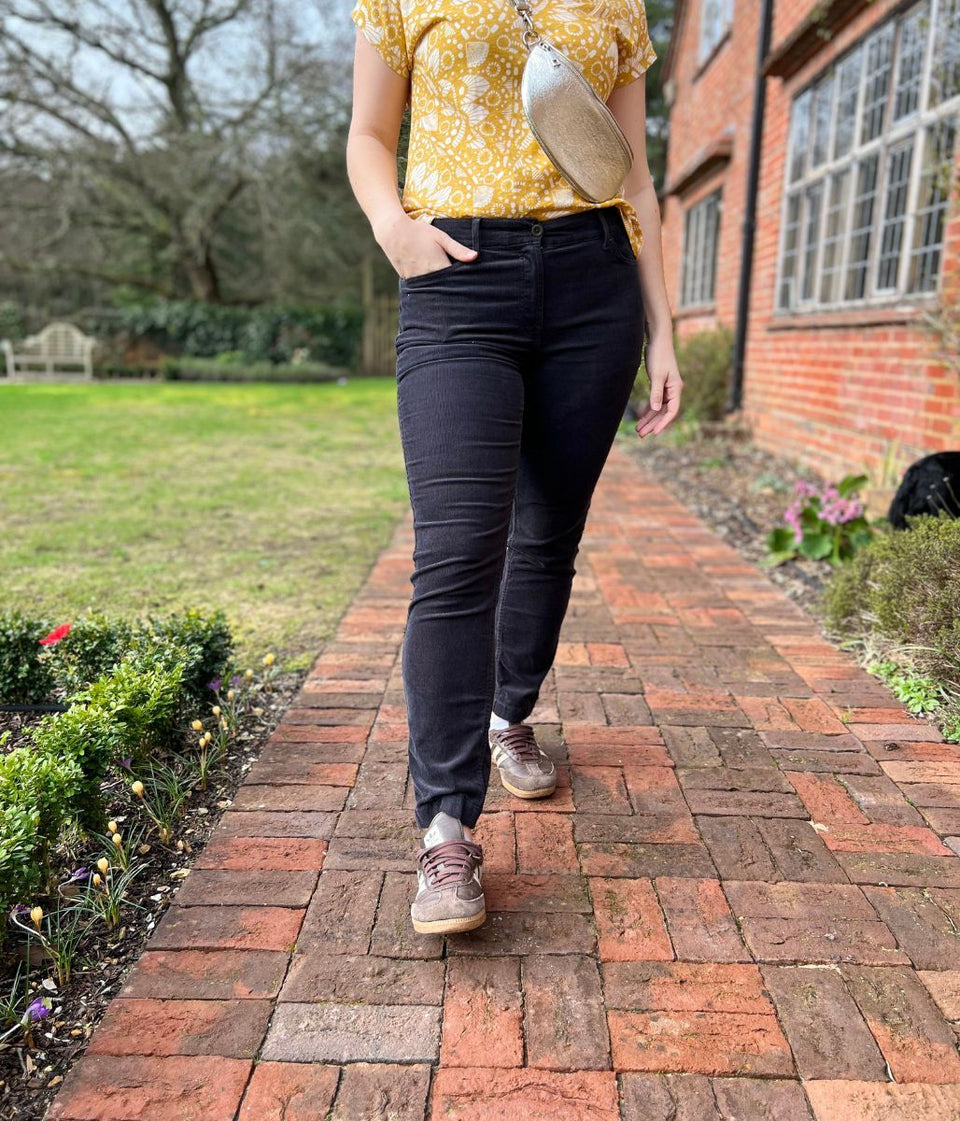 Grey Straight Leg Fine Needle Cords