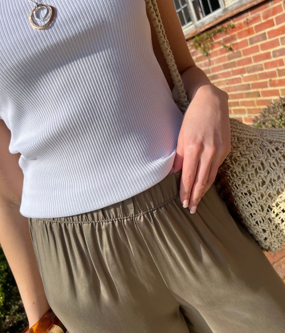 Khaki Wide Leg Palazzo Trousers