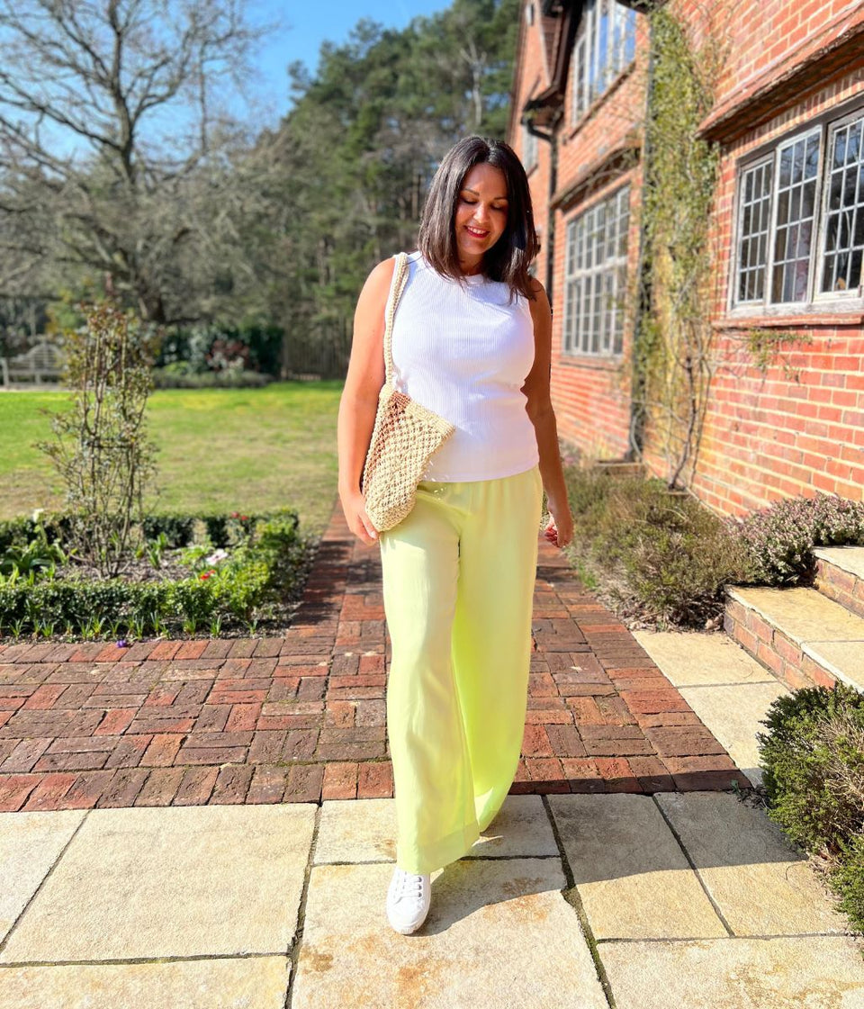 Lime Green Wide Leg Palazzo Trousers