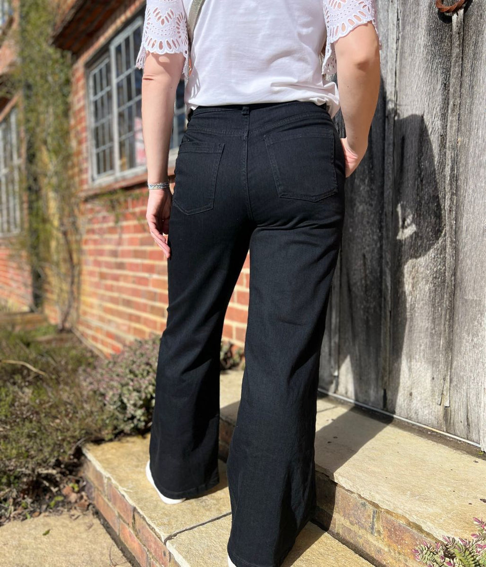 Black High Rise Wide Leg Jeans